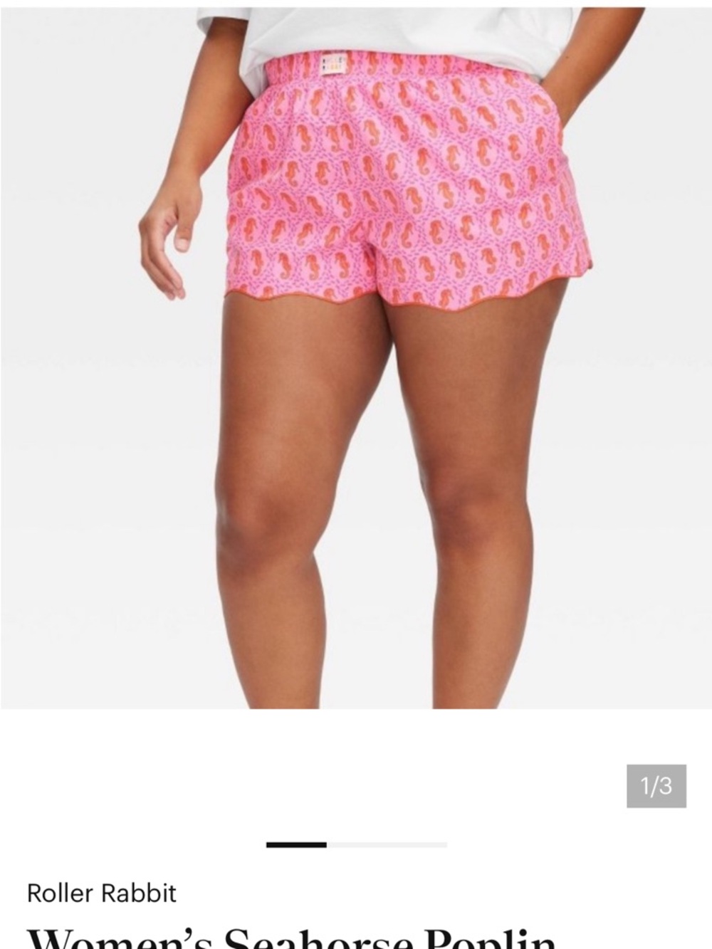 Roller Rabbit Pink Seahorse Poplin Sleep Shorts